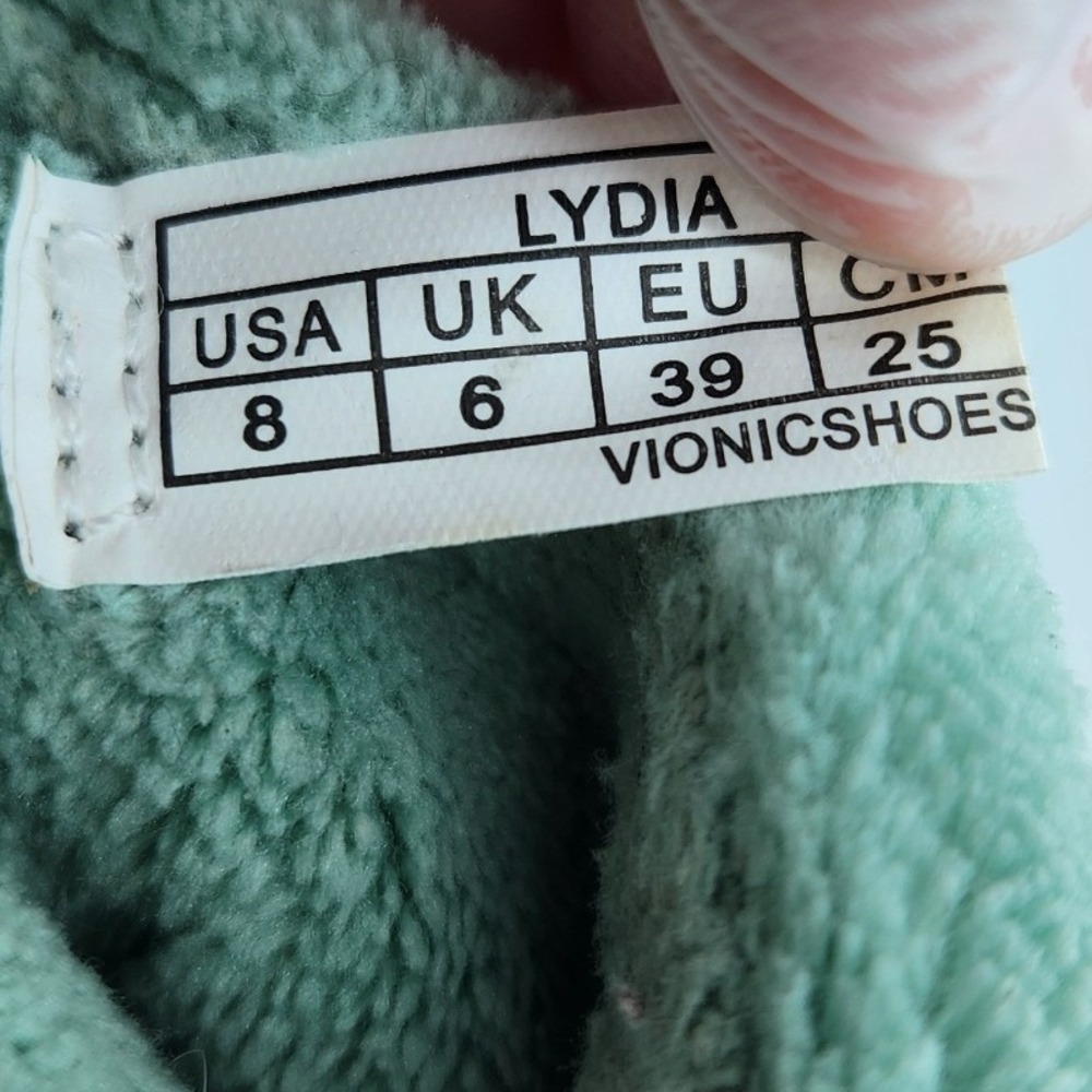 Vionic Lydia Slippers Womens 8 Sage Green Plush Thong Flip Flop Orthopedic - Picture 9 of 12